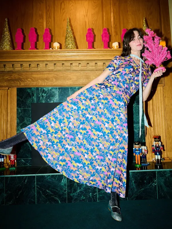 Lucinda Maxi Skirt - Blue Horses made by Mata Traders