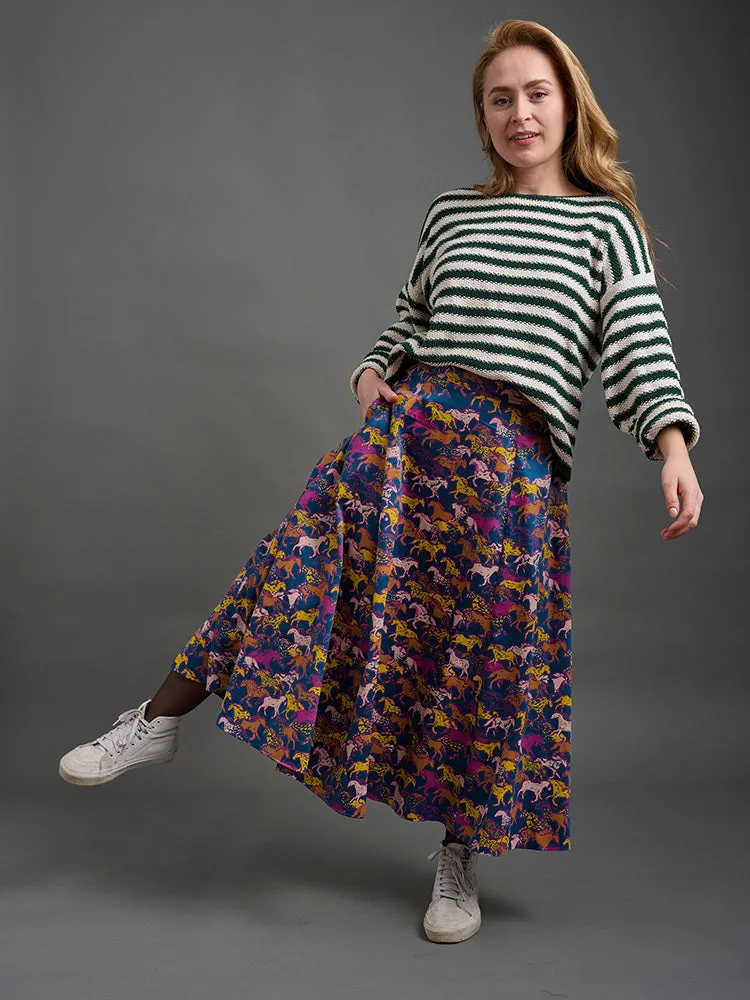 Lucinda Maxi Skirt - Blue Horses sold by Mata Traders product image thumbnail 5