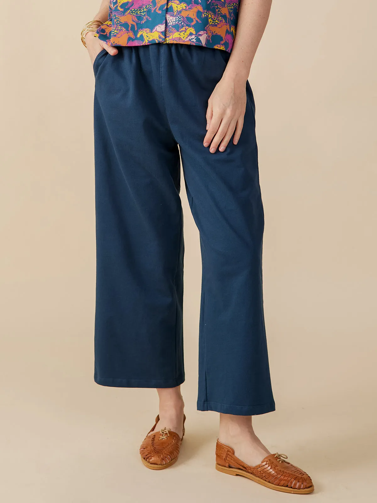 Fae Wide-Leg Pant - Loop Knit Blue sold by Mata Traders