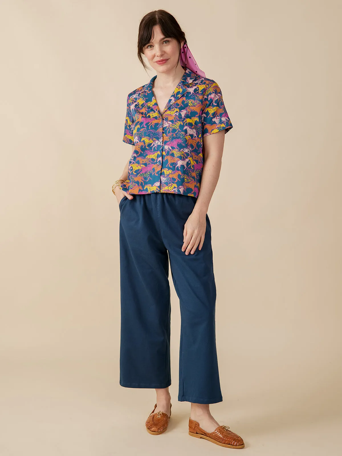 Fae Wide-Leg Pant - Loop Knit Blue sold by Mata Traders product image thumbnail 3