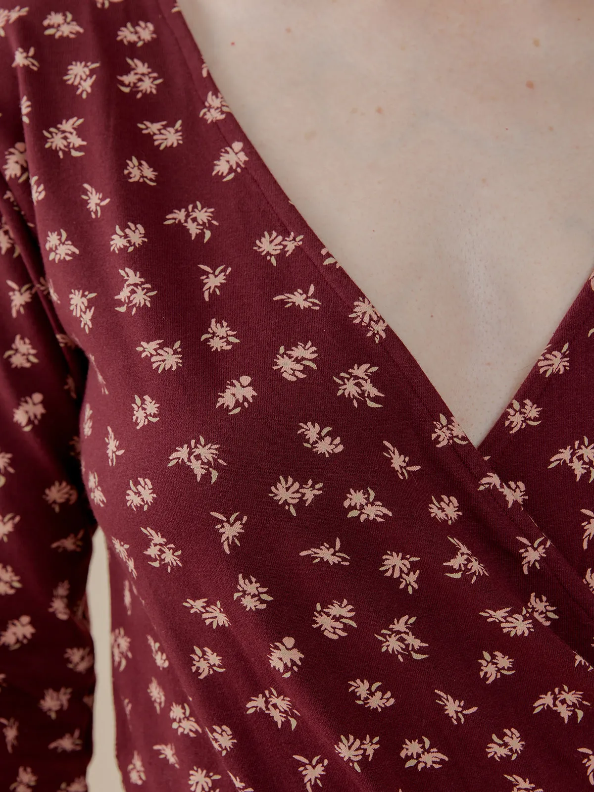 Rita Long Sleeve Jumpsuit - Burgundy Bouquet sold by Mata Traders product image thumbnail 2