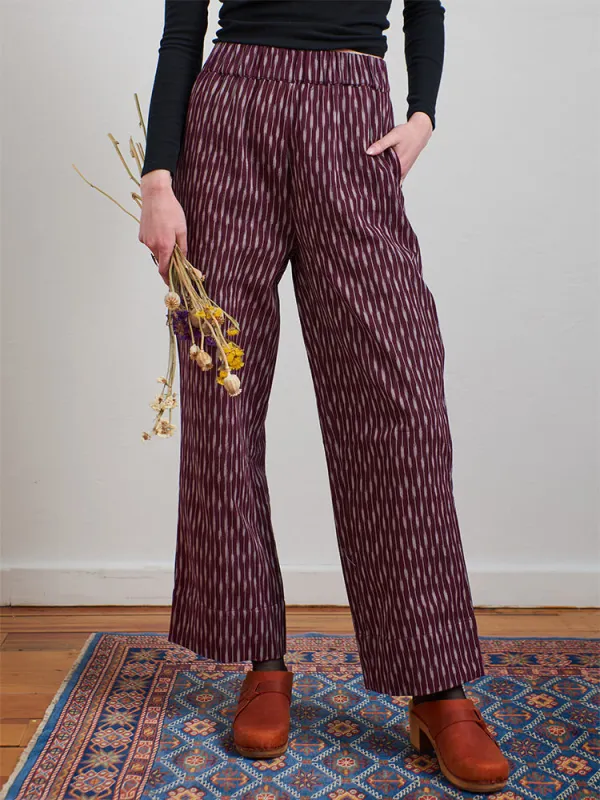 Rosie Pant - Plum Ikat sold by Mata Traders