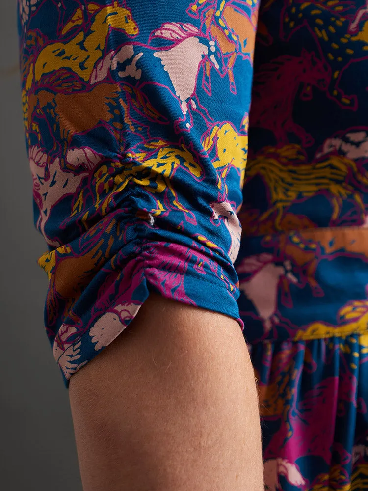 Serephina Dress - Blue Horses sold by Mata Traders product image thumbnail 5