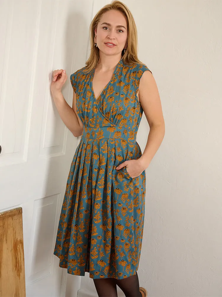 Lucille Dress - Teal Floral sold by Mata Traders