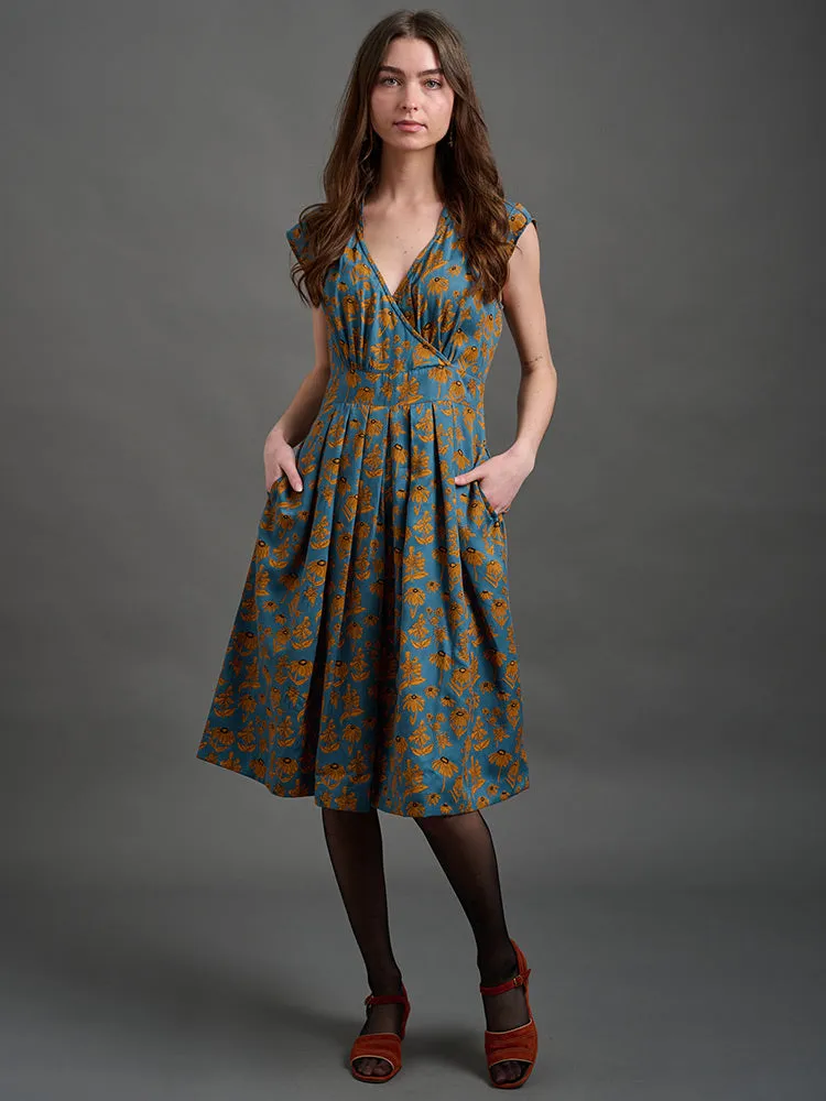 Lucille Dress - Teal Floral sold by Mata Traders product image thumbnail 3