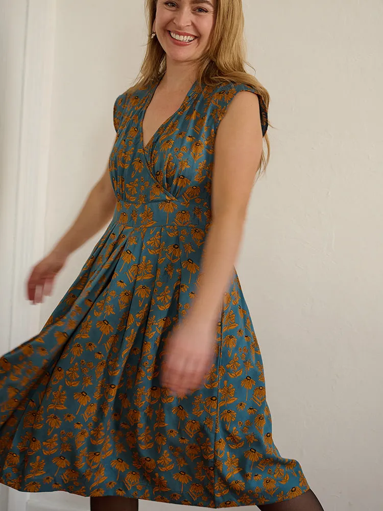 Lucille Dress - Teal Floral sold by Mata Traders product image thumbnail 2
