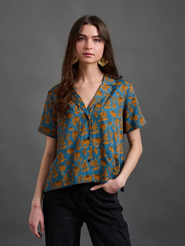 Camp Shirt - Teal Floral sold by Mata Traders product image thumbnail 2