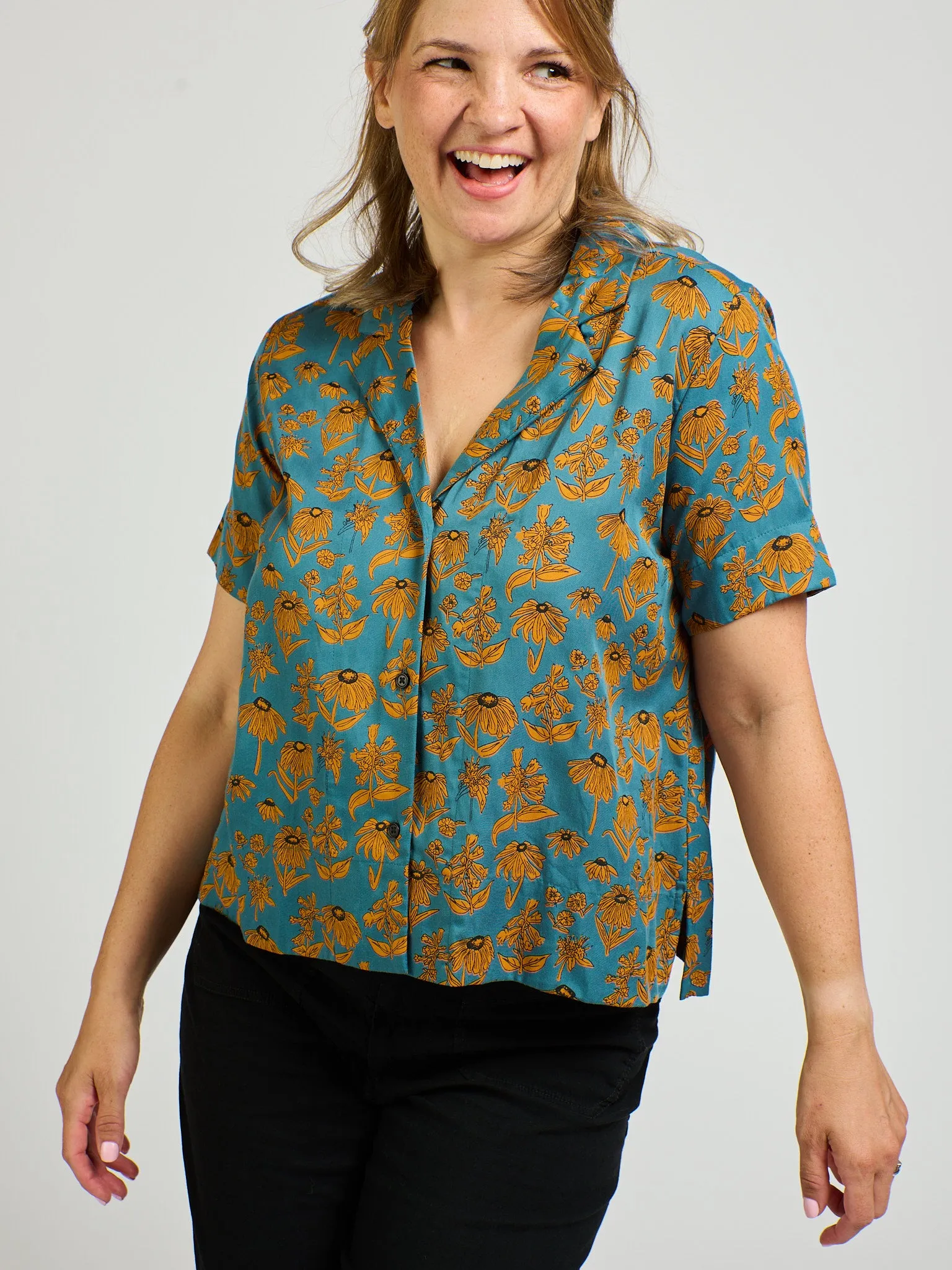 Camp Shirt - Teal Floral sold by Mata Traders product image thumbnail 4