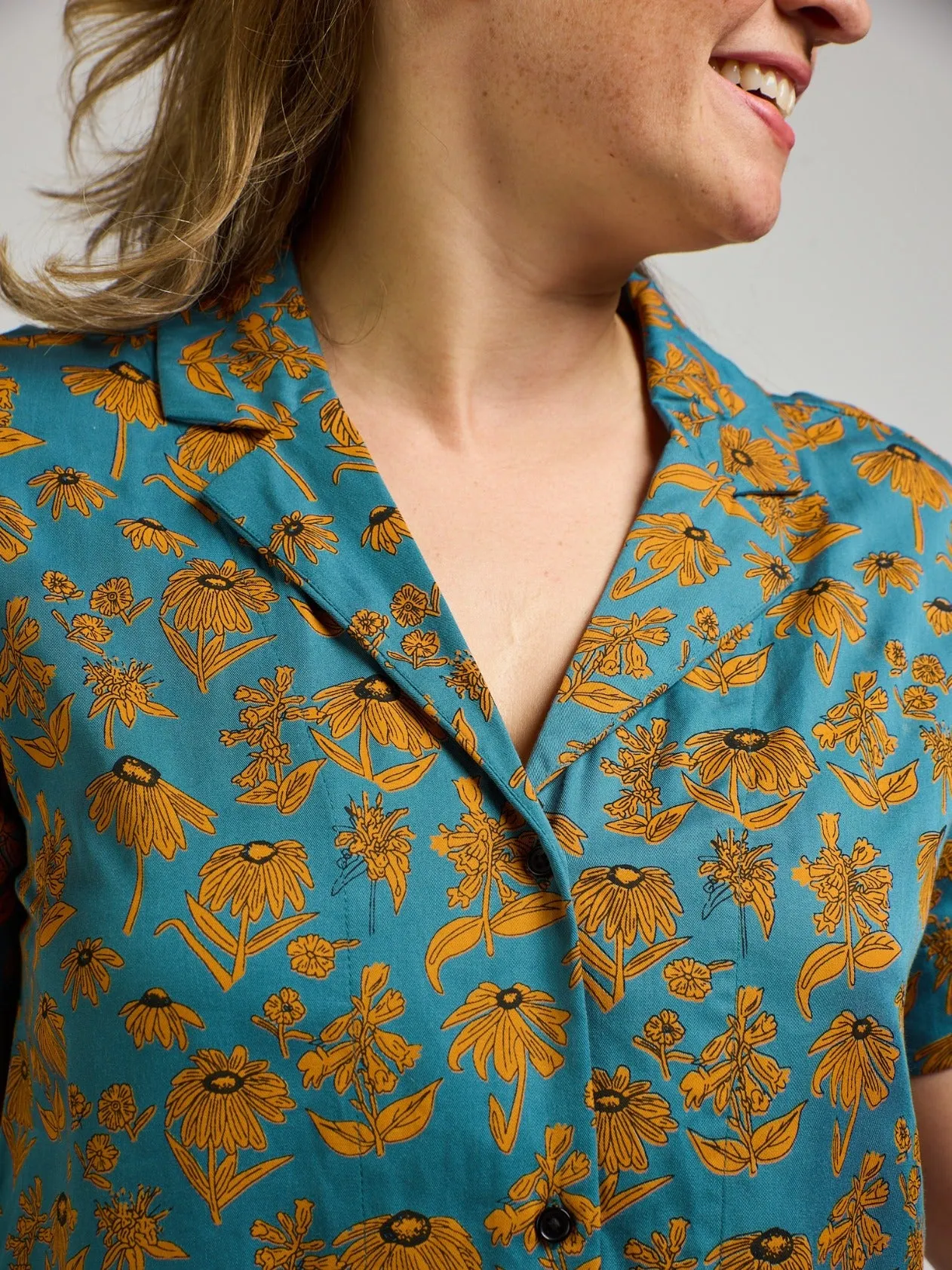 Camp Shirt - Teal Floral sold by Mata Traders product image thumbnail 5