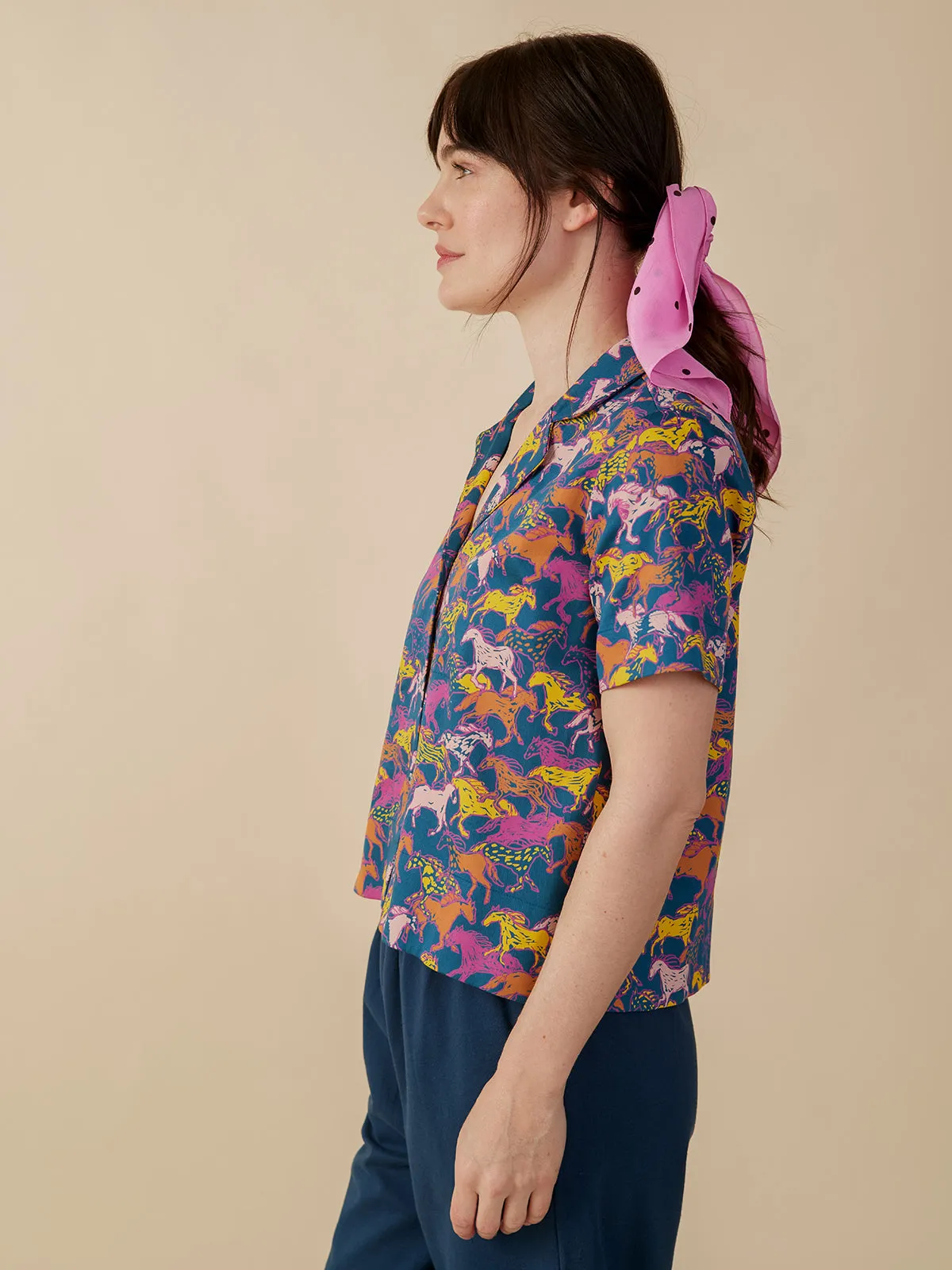 Camp Shirt - Blue Horses sold by Mata Traders product image thumbnail 3