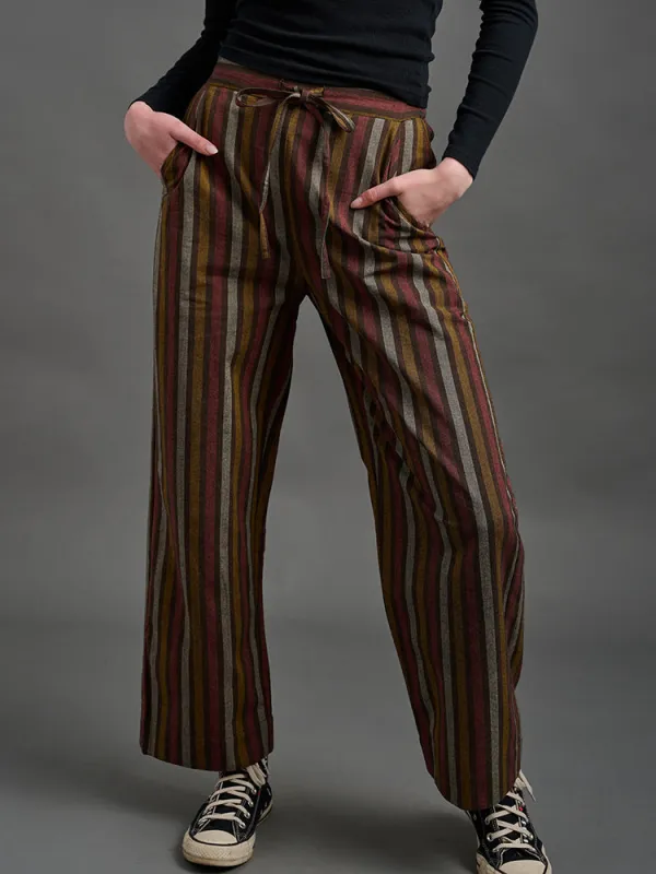 Emmy Drawstring Pant - Chocolate Stripe sold by Mata Traders