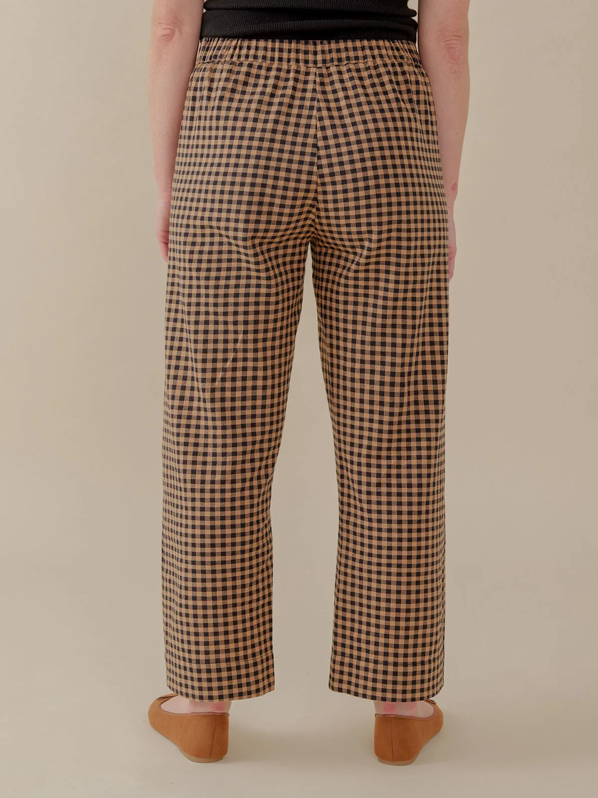 Emmy Drawstring Pant - Black and Tan Small Gingham sold by Mata Traders product image thumbnail 5