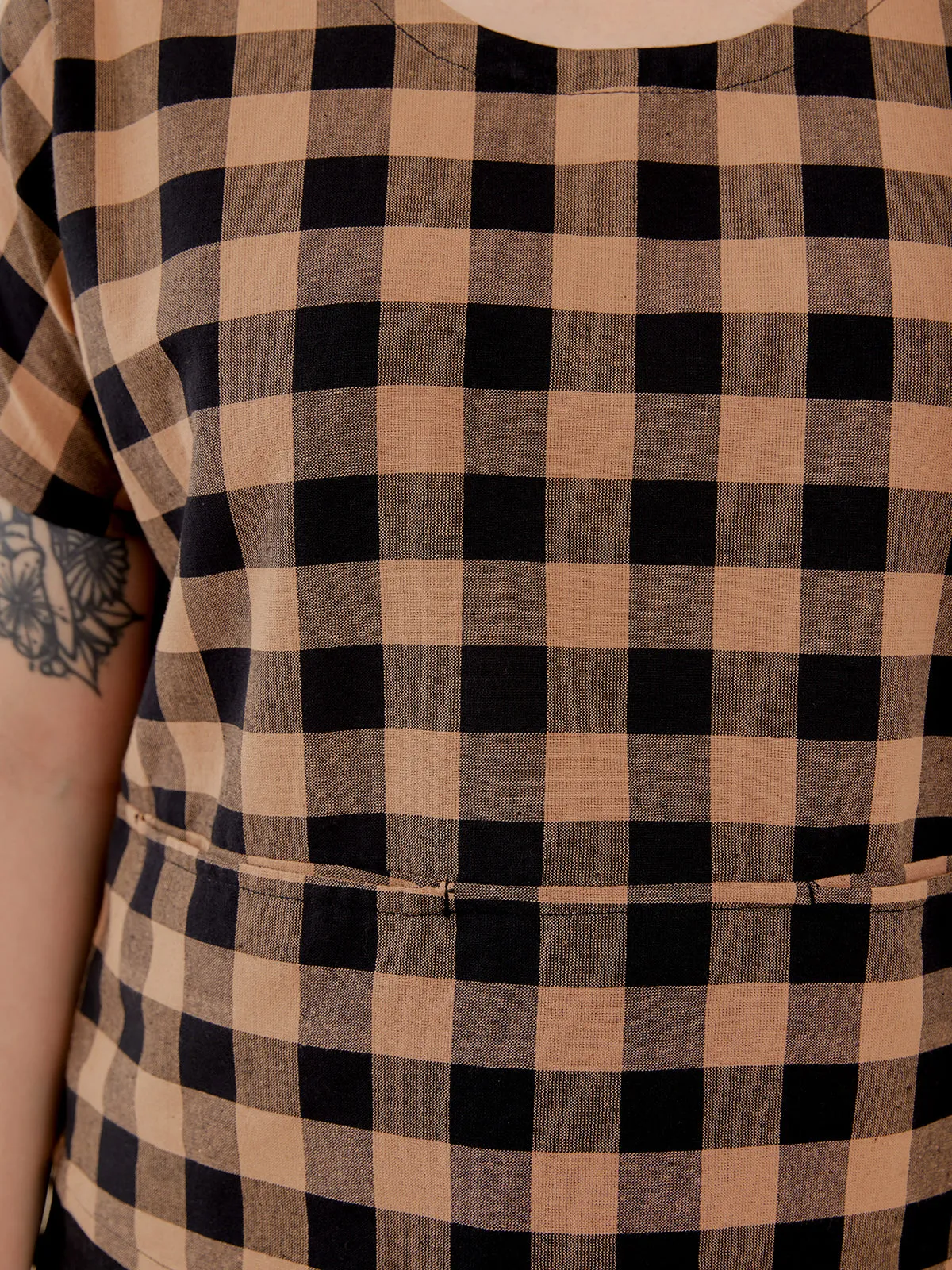 Odelia Top - Black and Tan Gingham sold by Mata Traders product image thumbnail 2