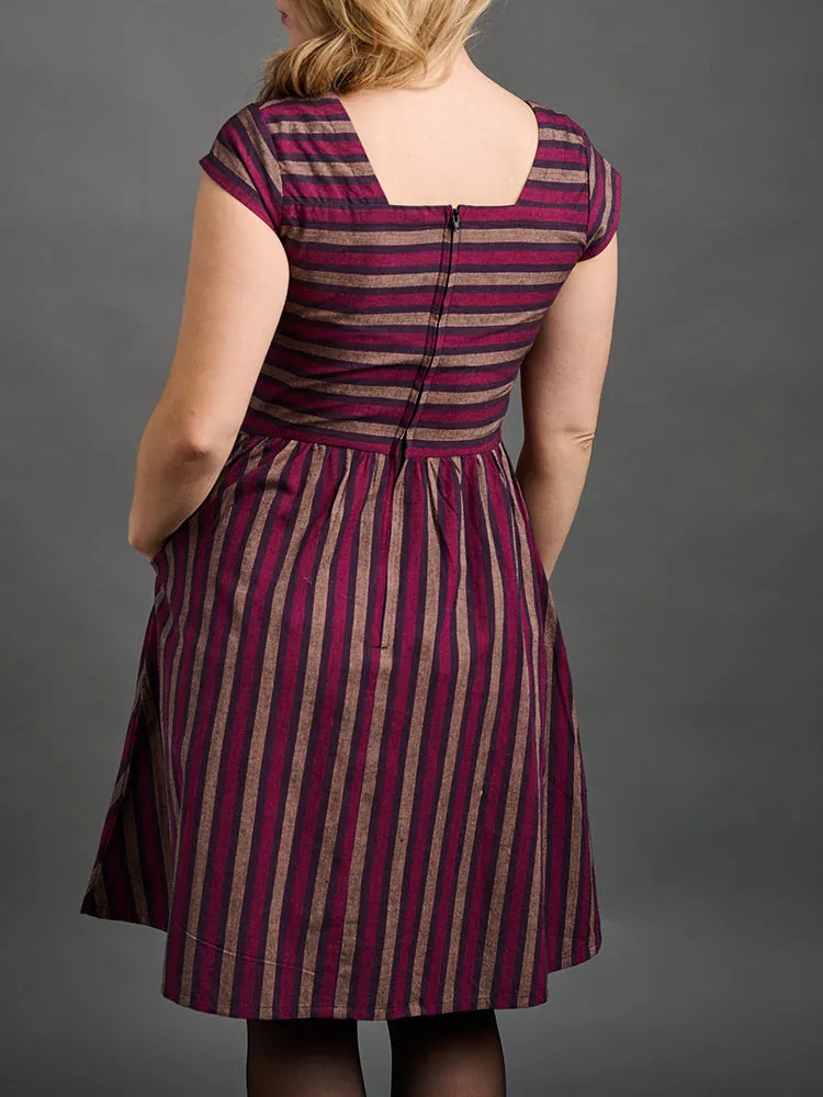 Rupi Square Neck Dress - Berry Stripe sold by Mata Traders product image thumbnail 4