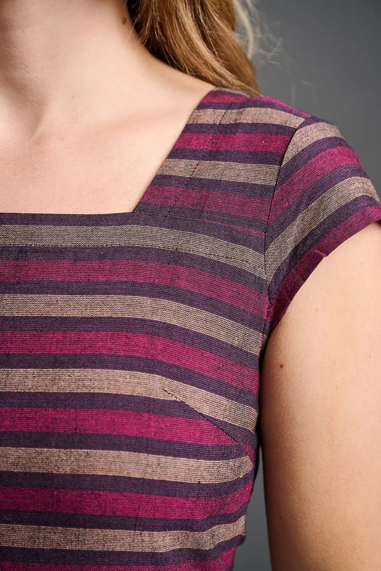 Rupi Square Neck Dress - Berry Stripe sold by Mata Traders product image thumbnail 3