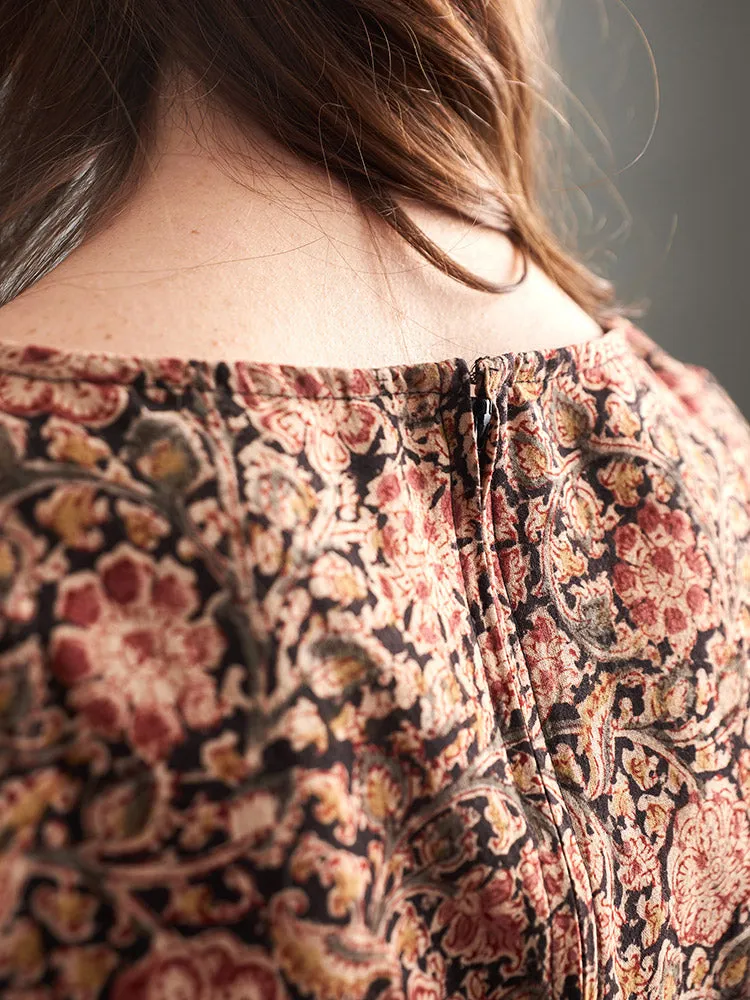 Vintage Pleat Dress - Black Floral sold by Mata Traders product image thumbnail 3