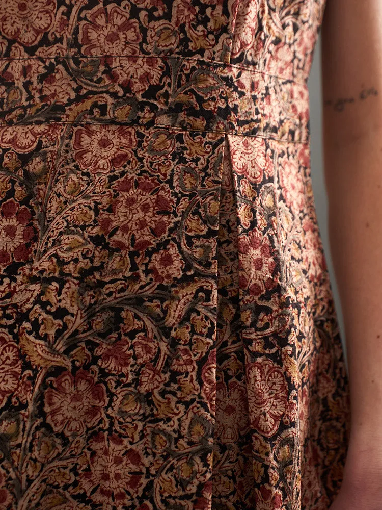 Vintage Pleat Dress - Black Floral sold by Mata Traders product image thumbnail 2