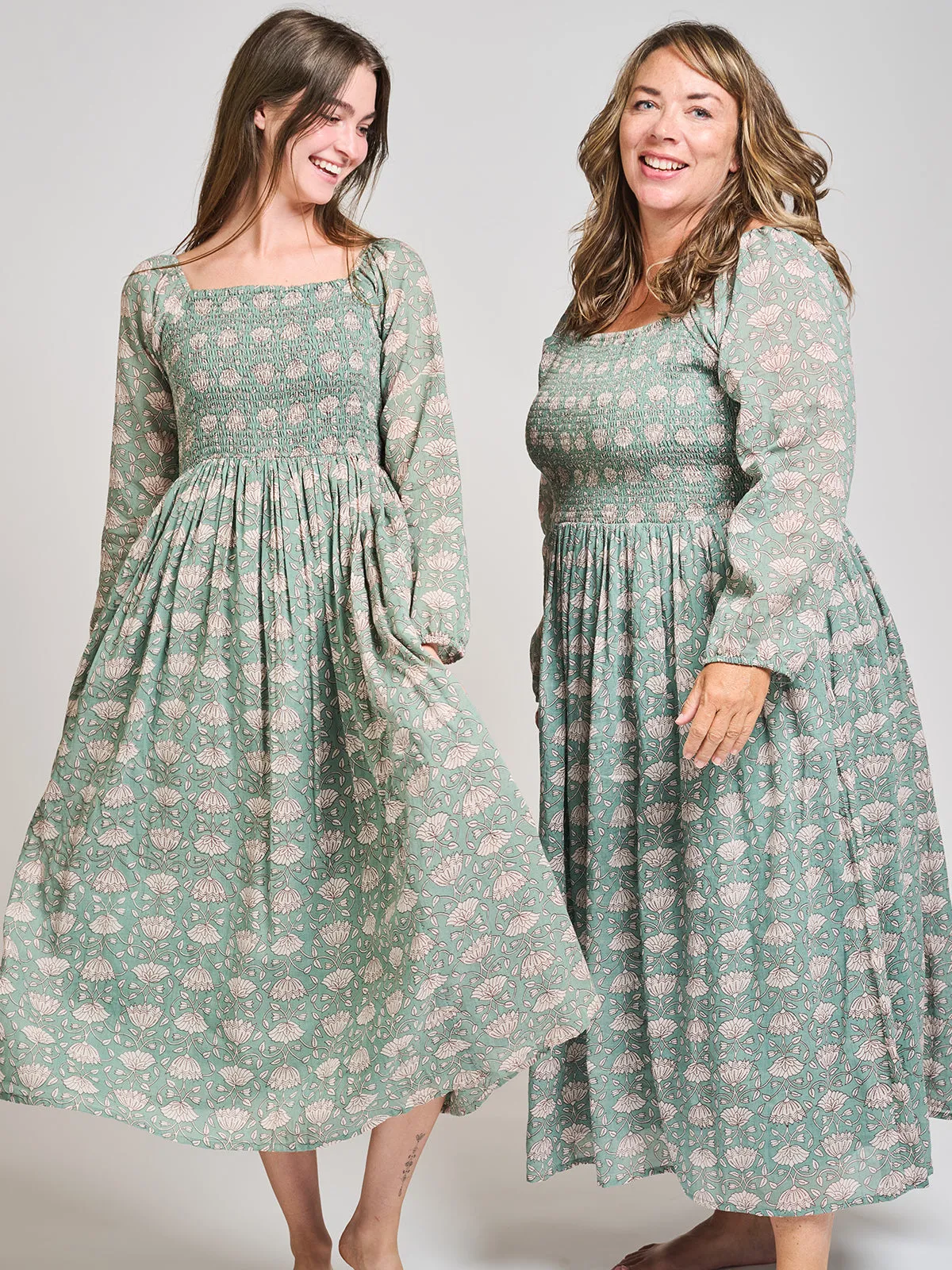 Hailee Smocked Plus Size Midi Dress - Aegean Teal Floral sold by Mata Traders product image thumbnail 5