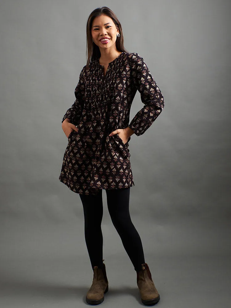 Victoria Tunic Dress - Black Mini Blossom sold by Mata Traders product image thumbnail 4