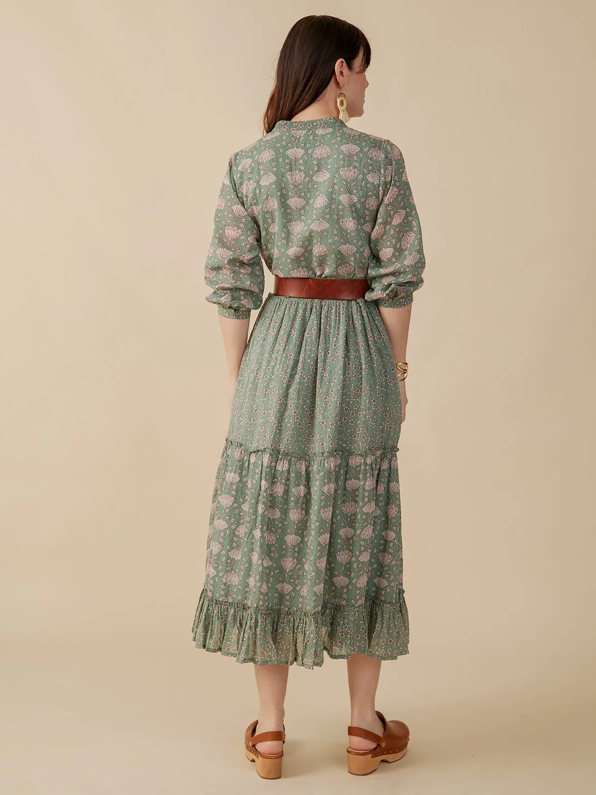 Britta Long Sleeve Tiered Dress - Aegean Teal Mix sold by Mata Traders product image thumbnail 4