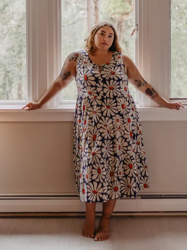 Thais Tiered Sleeveless Plus Size Dress - Navy Floral sold by Mata Traders