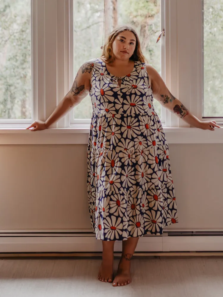 Thais Tiered Sleeveless Plus Size Dress - Navy Floral sold by Mata Traders