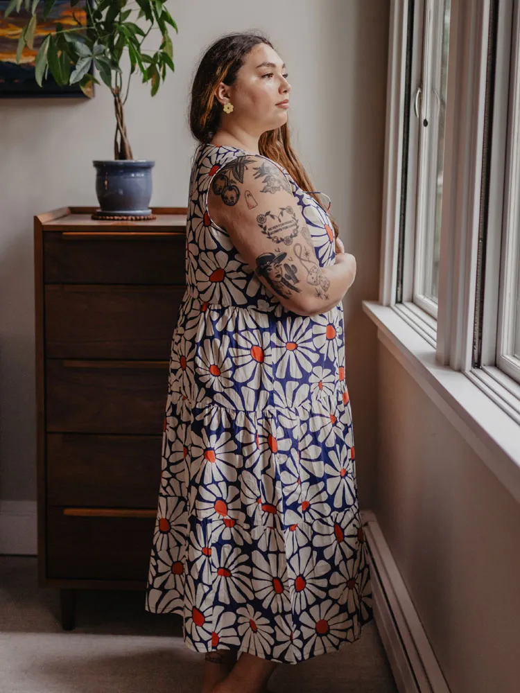 Thais Tiered Sleeveless Plus Size Dress - Navy Floral sold by Mata Traders product image thumbnail 2