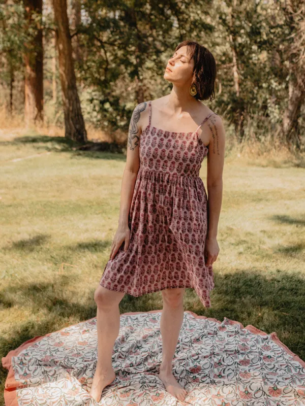 Sofia Mini Dress - Magenta Floral made by Mata Traders