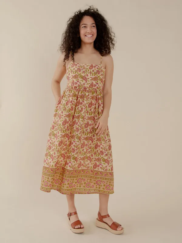 Sofia Midi Dress - Floral Paisley sold by Mata Traders