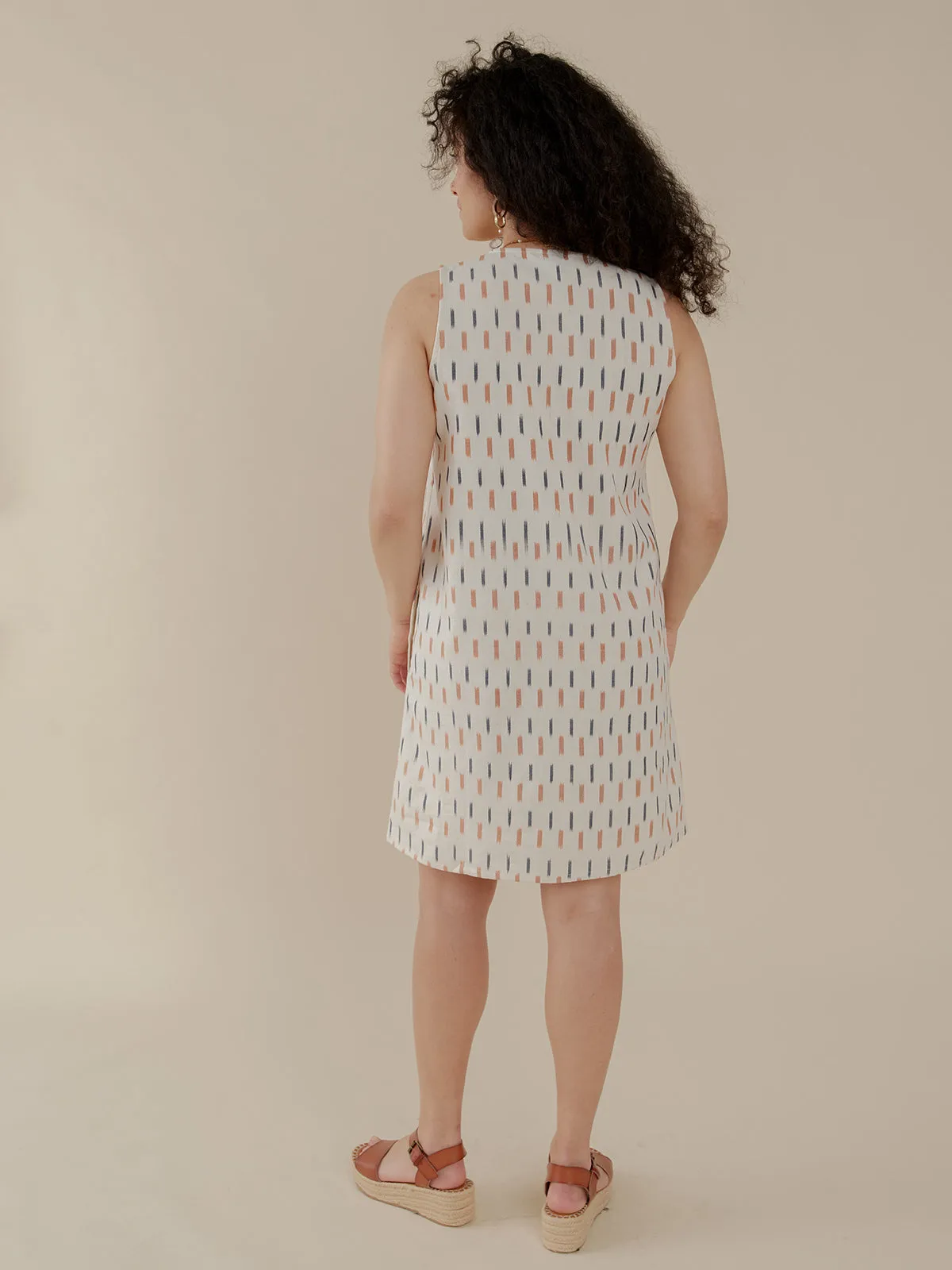 Milan Shift Dress - Ivory Ikat sold by Mata Traders product image thumbnail 4