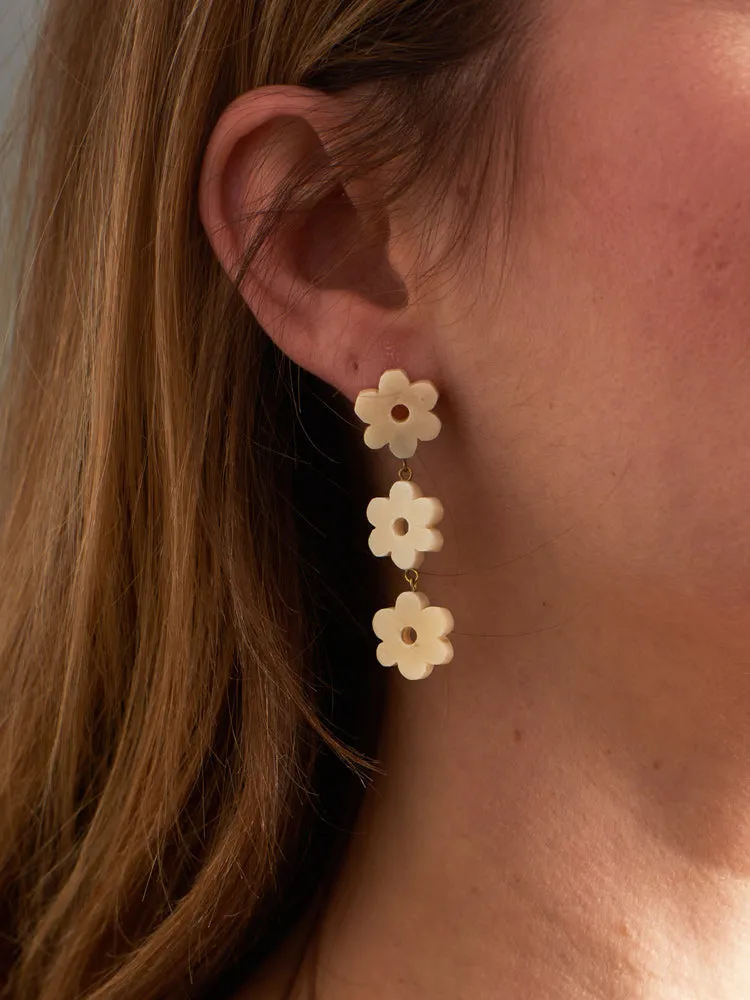 Daisy Drop Earrings - White sold by Mata Traders product image thumbnail 2