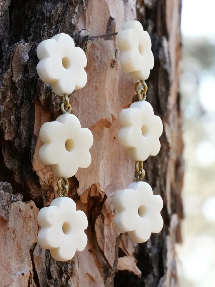 Daisy Drop Earrings - White sold by Mata Traders