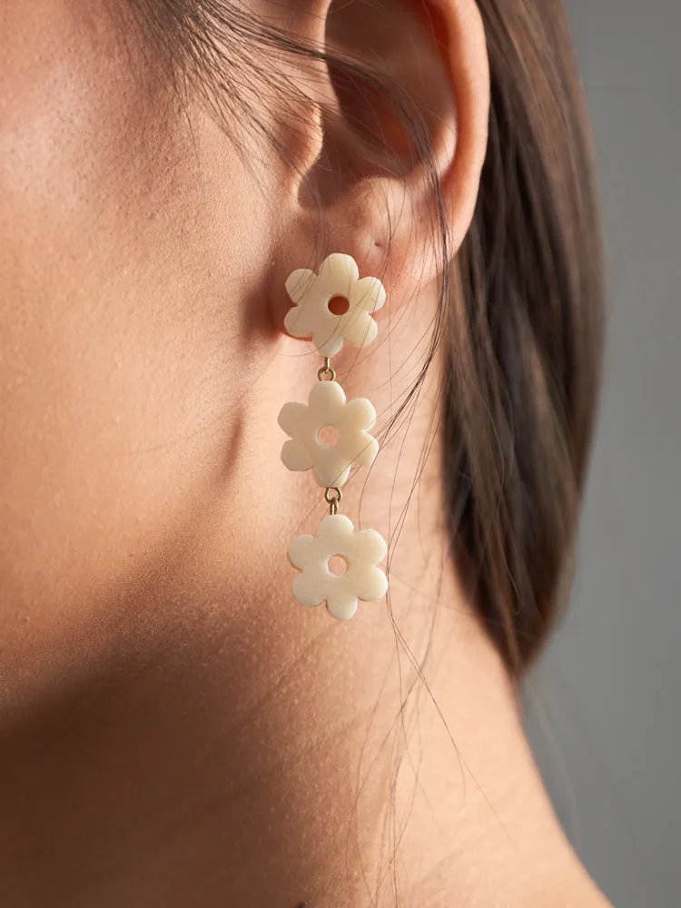 Daisy Drop Earrings - White sold by Mata Traders product image thumbnail 3