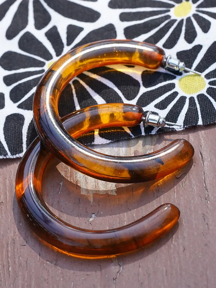 Curved Resin Hoops - Tortoiseshell sold by Mata Traders product image thumbnail 2