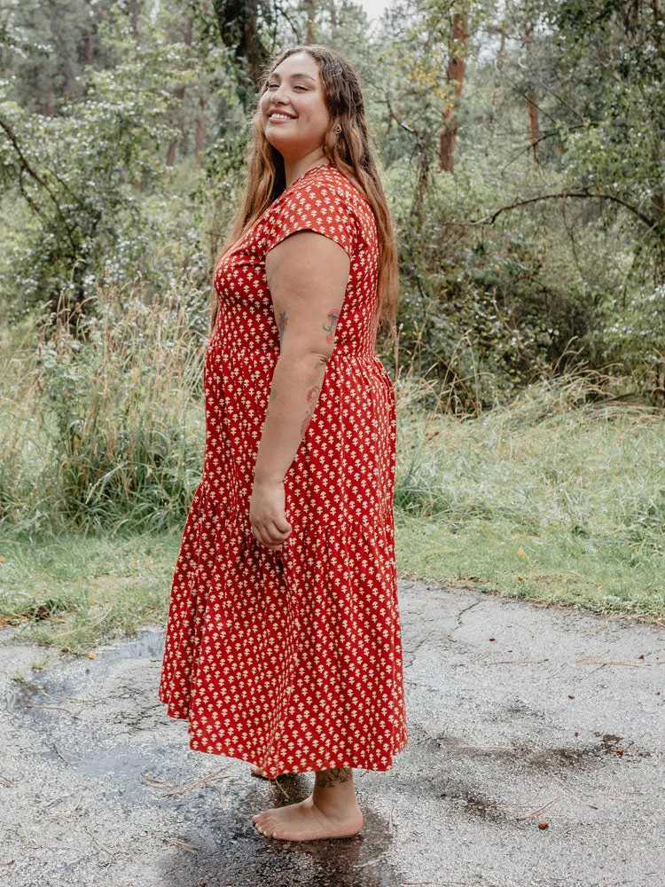 Tiered Jersey Plus Size Dress - Micro Floral Red sold by Mata Traders product image thumbnail 2