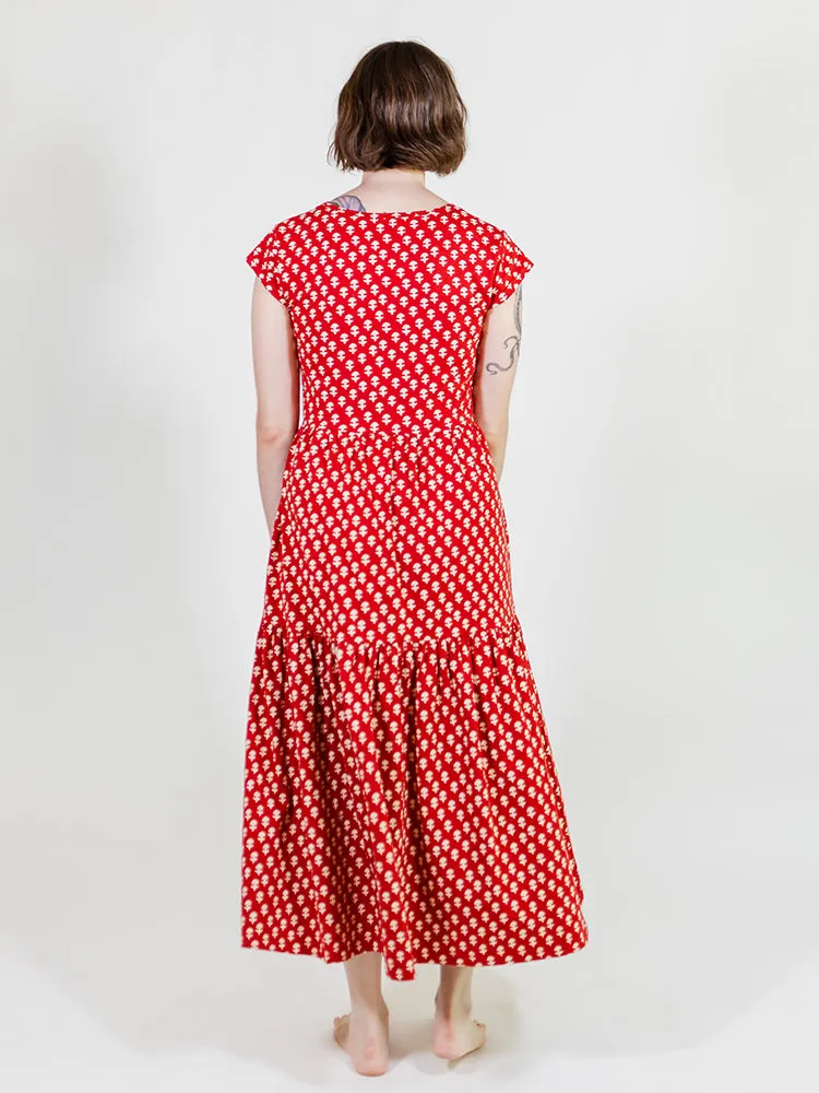 Tiered Jersey Dress - Micro Floral Red sold by Mata Traders product image thumbnail 5