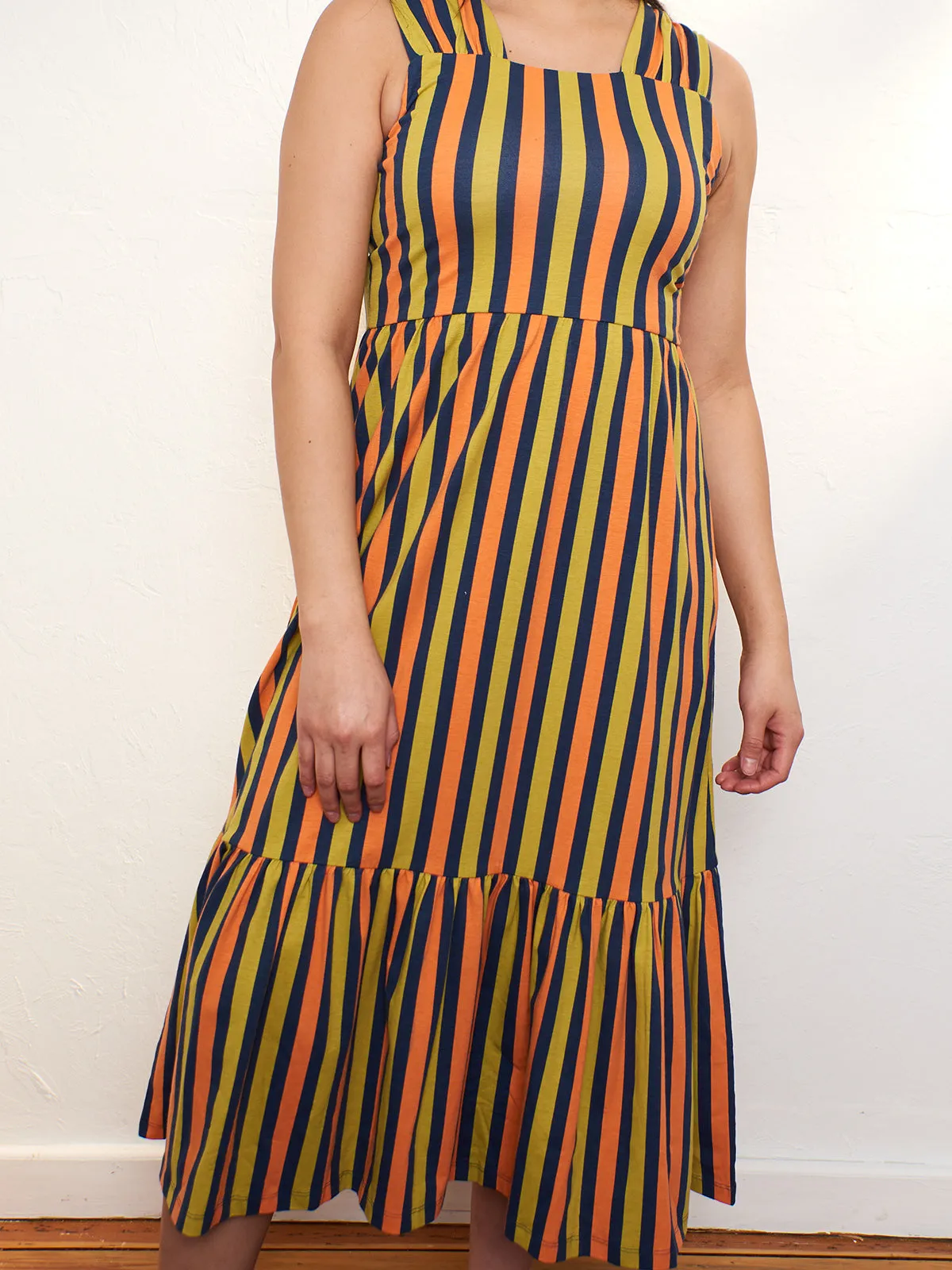 Opal Dress - Navy Chartreuse Stripe sold by Mata Traders product image thumbnail 5