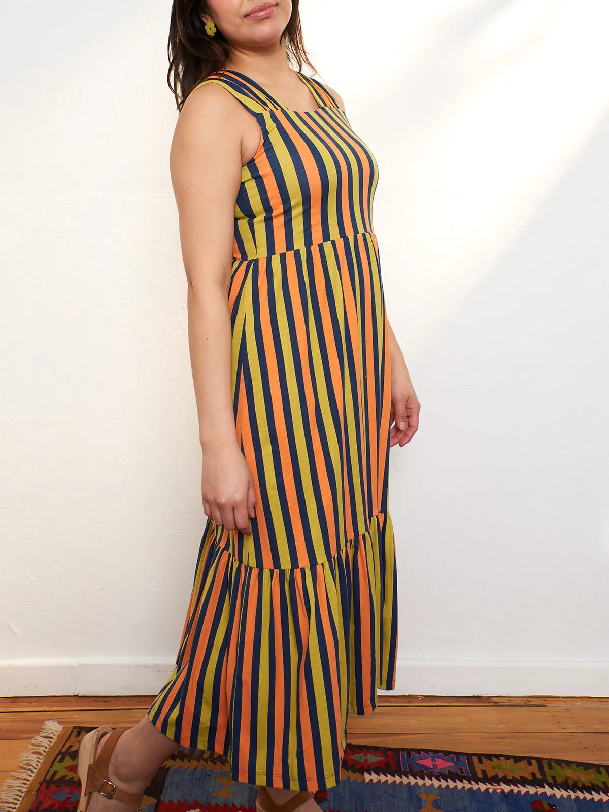 Opal Dress - Navy Chartreuse Stripe sold by Mata Traders product image thumbnail 4