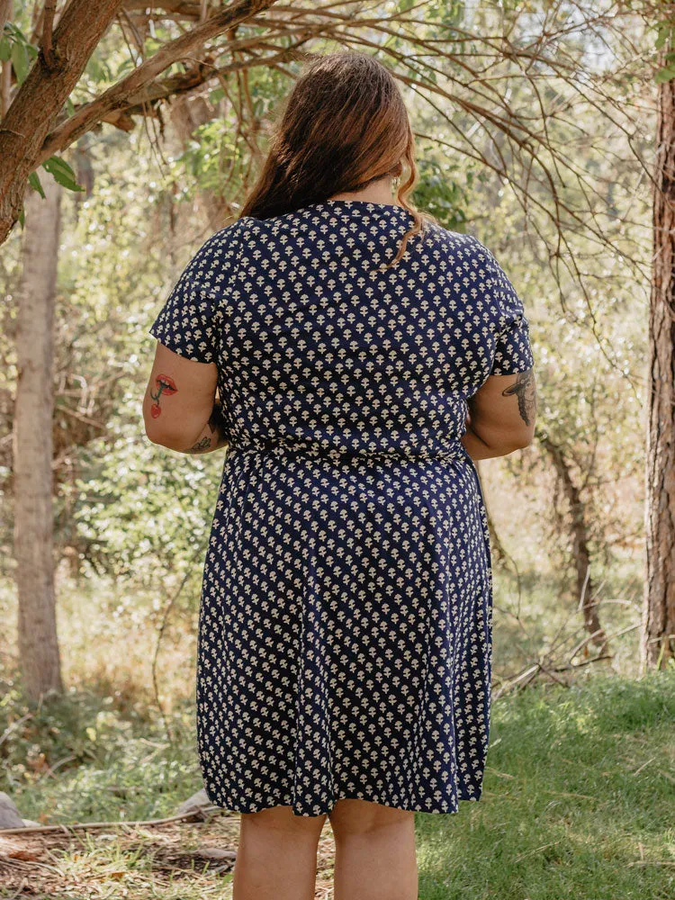 Katie Plus Size Wrap Dress - Micro Floral Navy sold by Mata Traders product image thumbnail 3