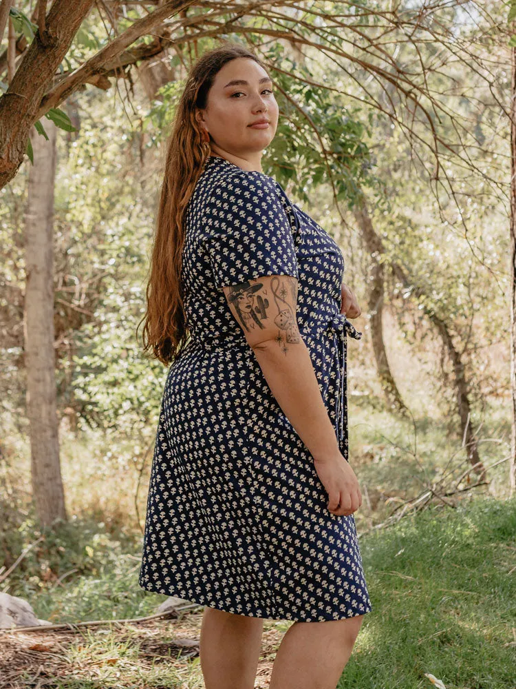 Katie Plus Size Wrap Dress - Micro Floral Navy sold by Mata Traders product image thumbnail 2
