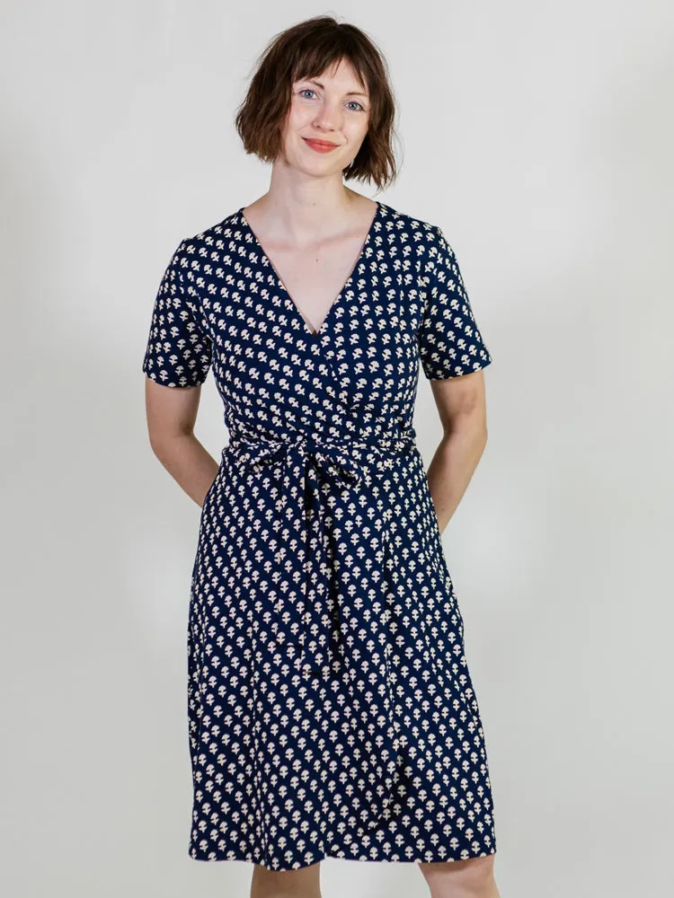 Katie Wrap Dress - Micro Floral Navy sold by Mata Traders product image thumbnail 2