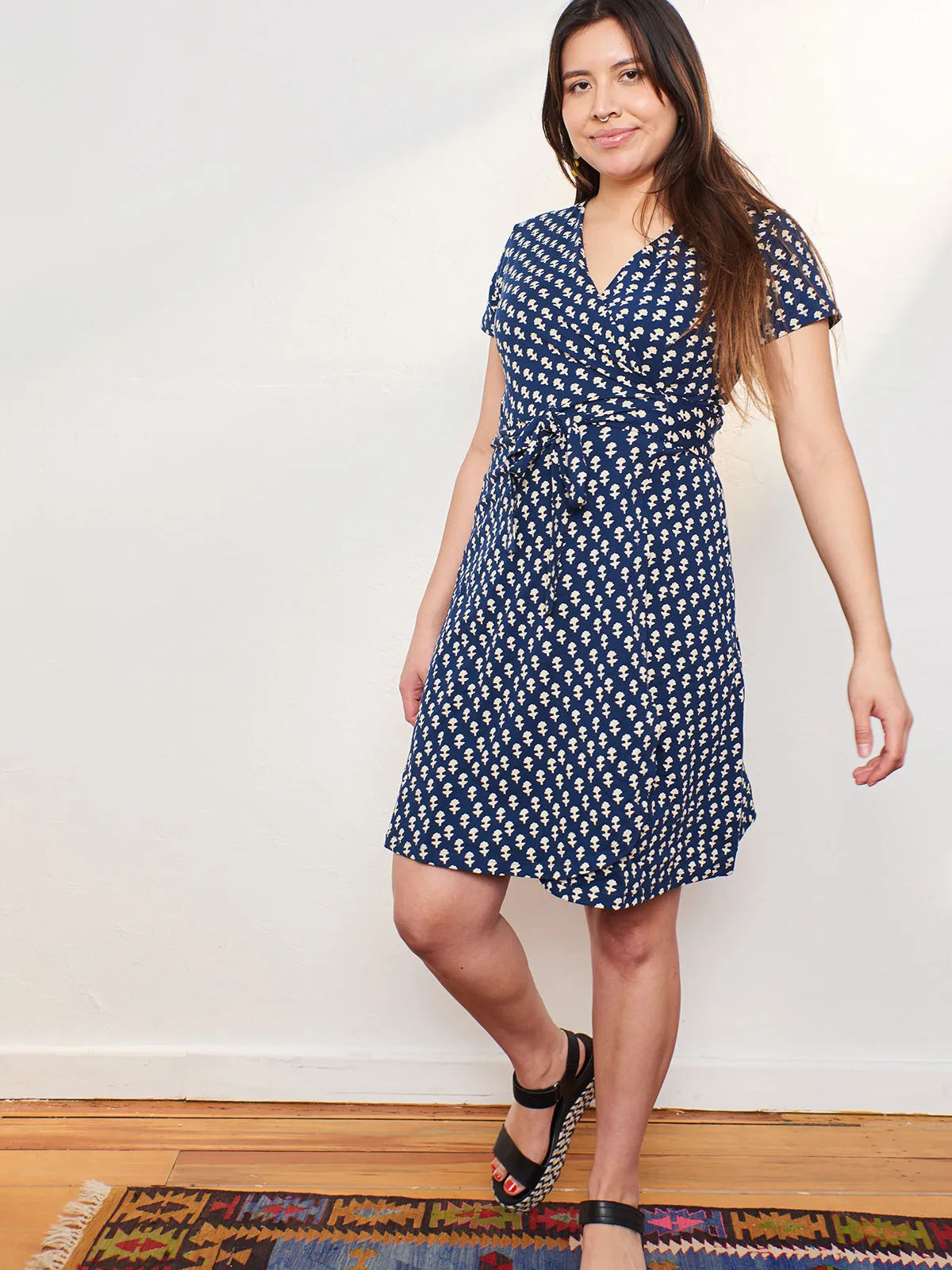 Katie Wrap Dress - Micro Floral Navy sold by Mata Traders product image thumbnail 3