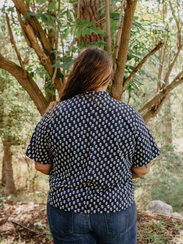 Eve Plus Size Top - Micro Floral Navy sold by Mata Traders product image thumbnail 3