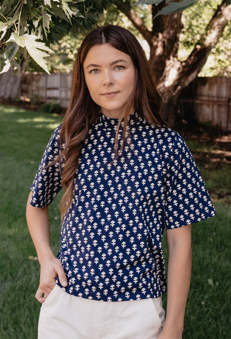 Eve Top - Micro Floral Navy sold by Mata Traders product image thumbnail 2