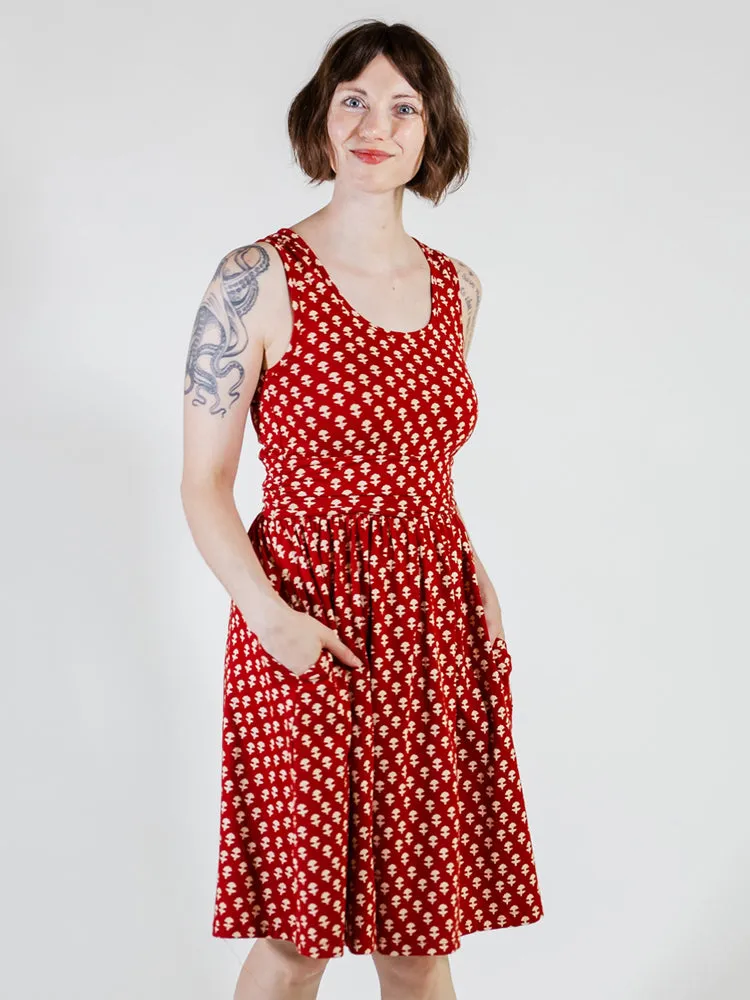 Asheville Dress - Micro Floral Red sold by Mata Traders product image thumbnail 2