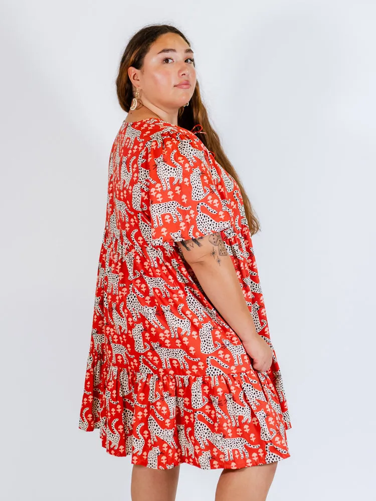 Adelaide Tiered Plus Size Mini Dress - Poppy Leopard sold by Mata Traders product image thumbnail 2