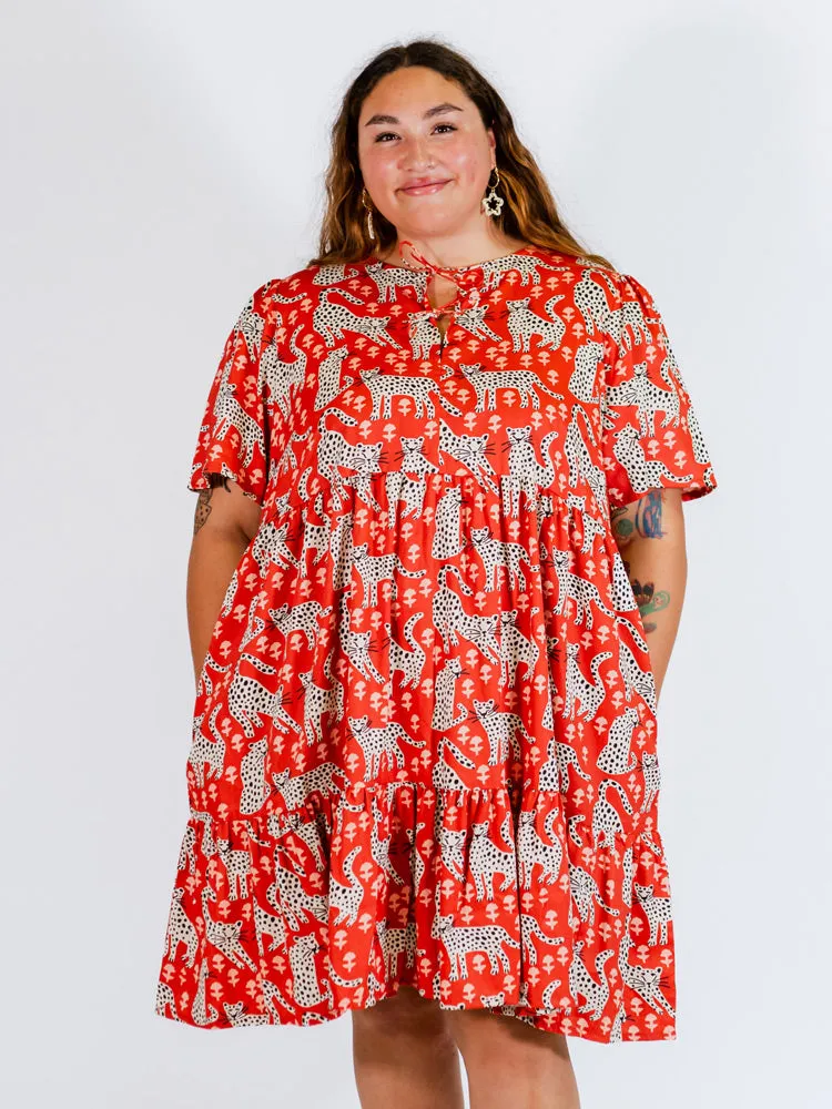 Adelaide Tiered Plus Size Mini Dress - Poppy Leopard sold by Mata Traders product image thumbnail 4