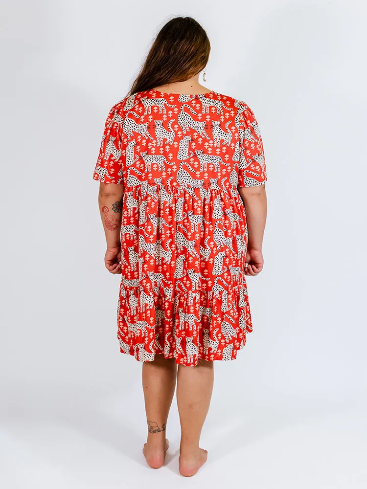 Adelaide Tiered Plus Size Mini Dress - Poppy Leopard sold by Mata Traders product image thumbnail 3