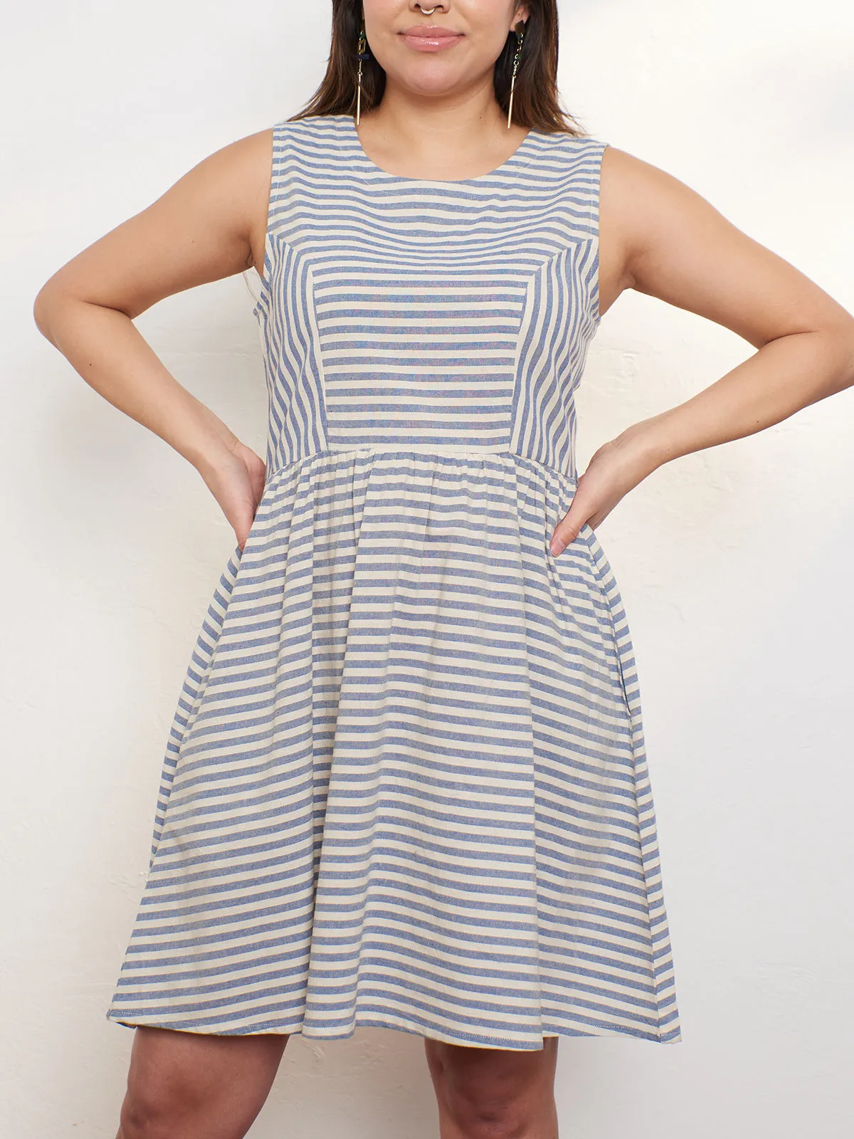 Nadiya Dress - Pinstripe Blue sold by Mata Traders product image thumbnail 2