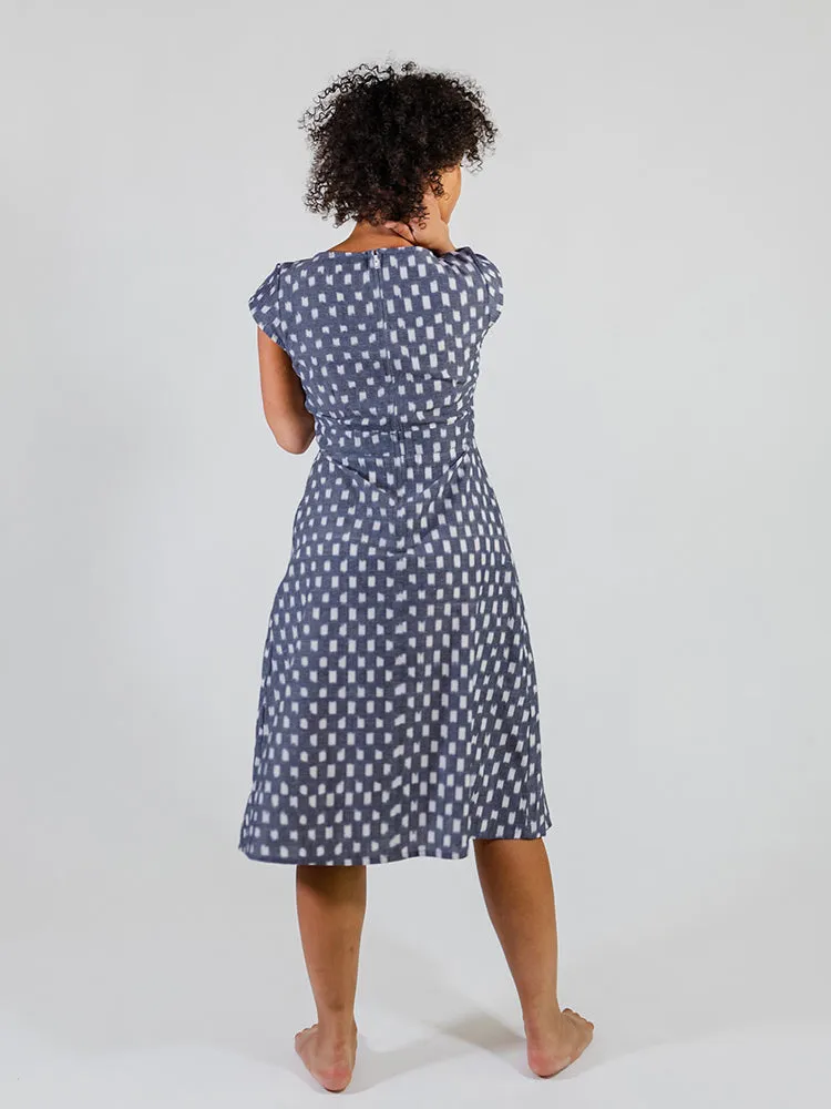 Vintage Pleat Dress - Blue Ikat sold by Mata Traders product image thumbnail 4